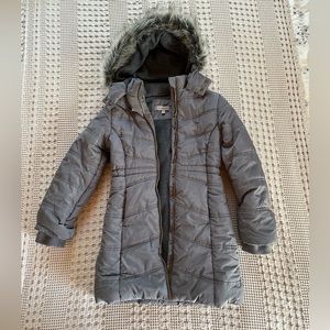Calvin Klein Girls' Long Length Hooded Puffer Jacket with Fleece Lining